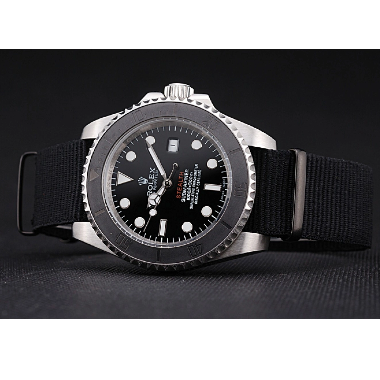 Aaa replica watch 621386 Submariner Fabric Black rl424 STEALTH Band MK IV Rolex 0817